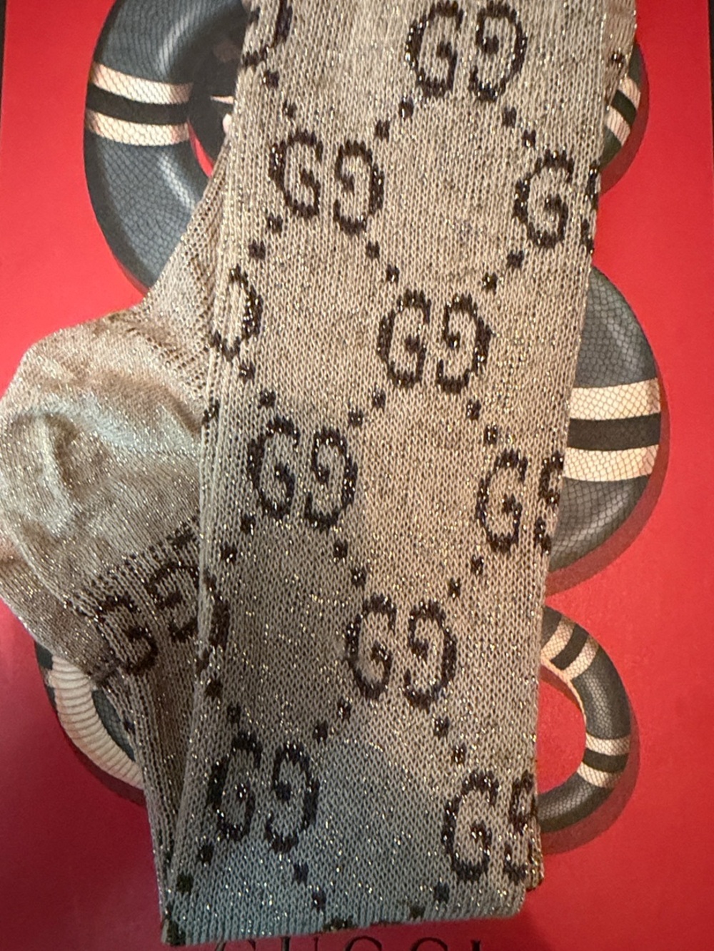 Gucci Metallic Gold GG Monogram Casual Socks